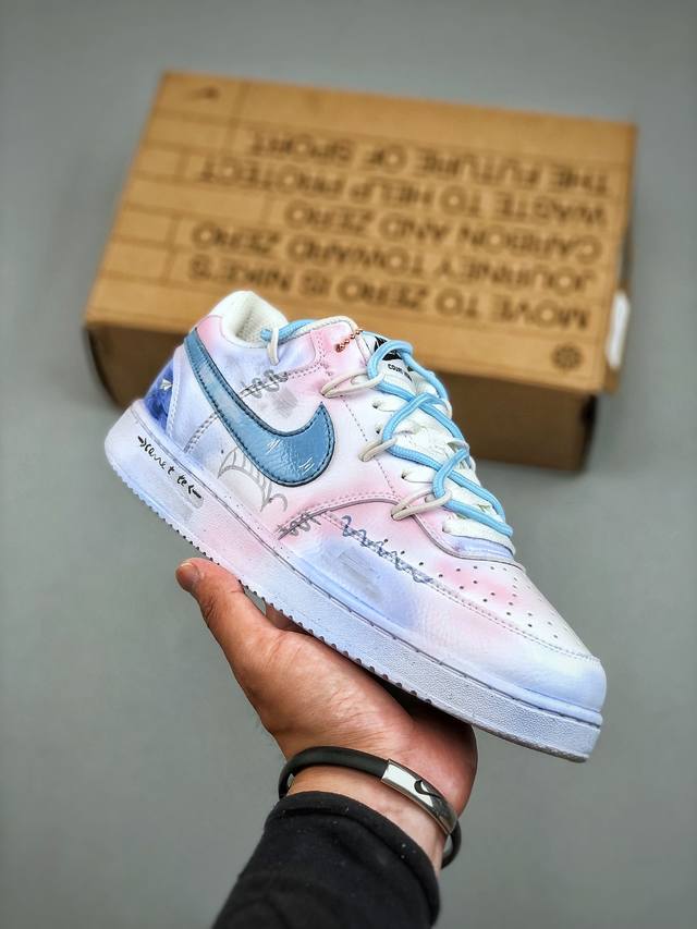 Nike Court Vision Low Hand-painted Graffiti Casual Sports Shoes Pure Original Ve
