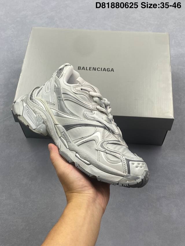 Balenciaga Runner2.0 faux leather round toe lace-up low-top dad shoes men's whit