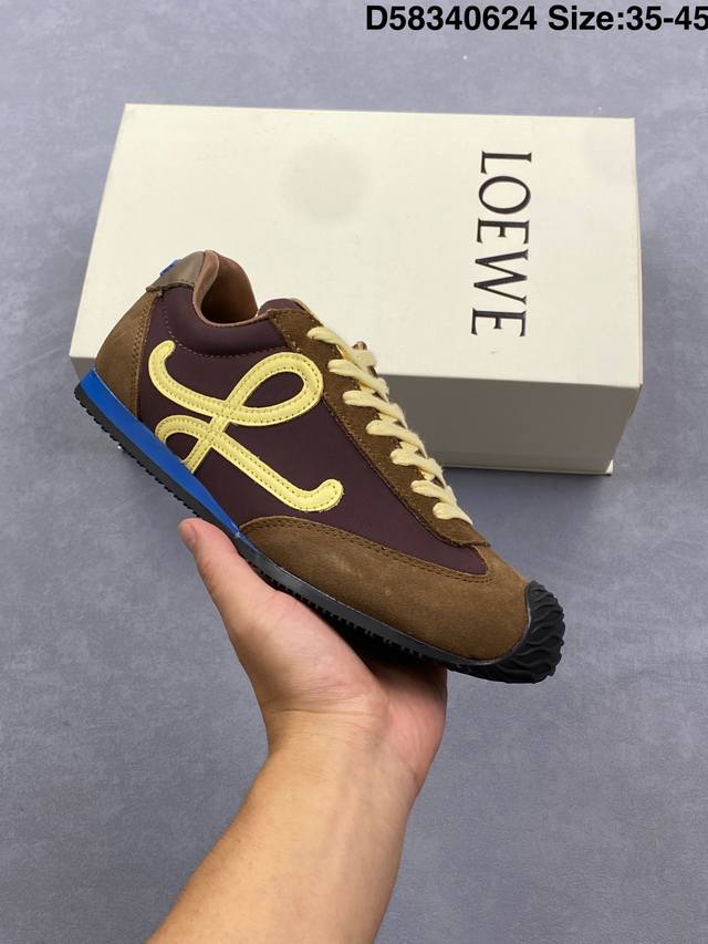 Loewe Ballet Runner Calfskin Round Toe Lace-up Low-top Lifestyle Casual Shoes Lo