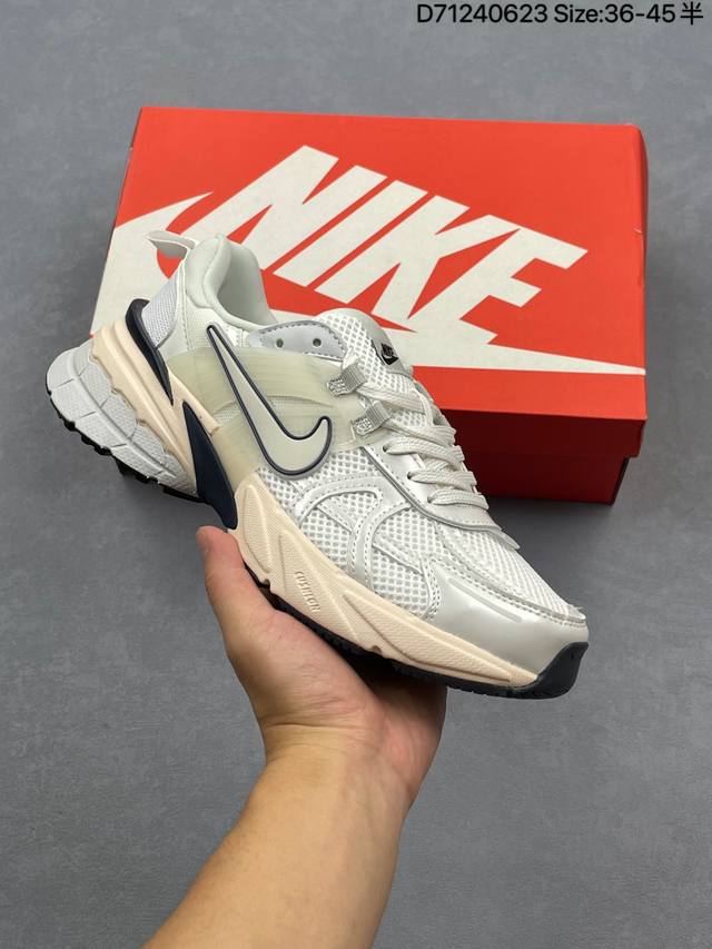 Nike V2K Run running shoes, retro style, mesh breathable sports shoes, gray and