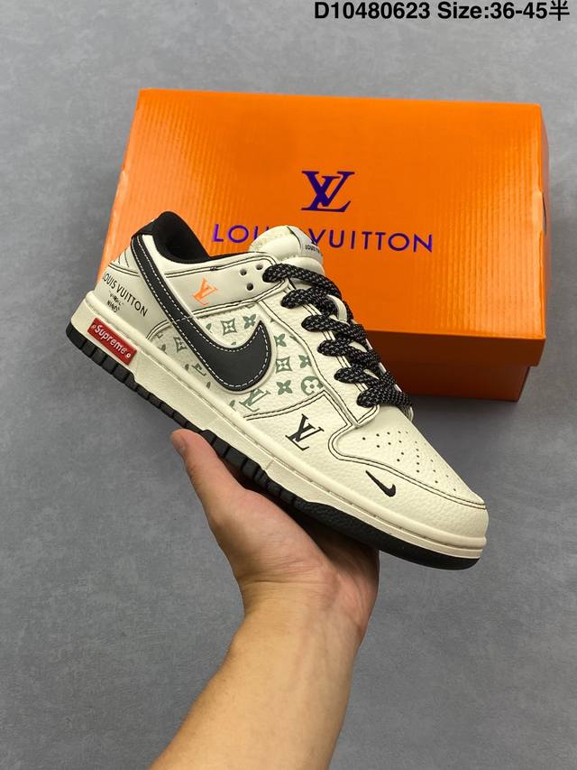 Nike Sb Dunk Low Lv joint beige black hook anniversary high-end customized low-t