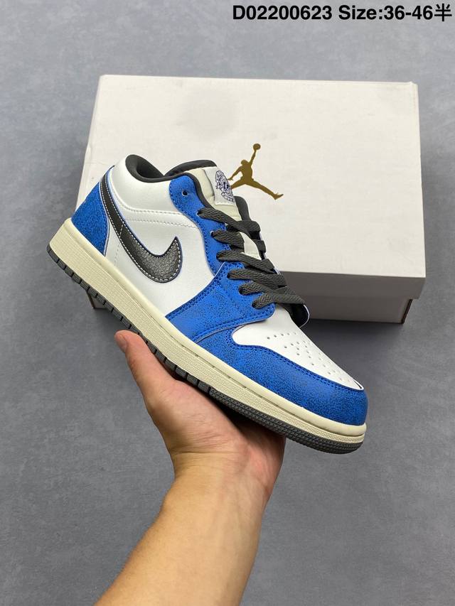 Air Jordan 1 Low Blue and White Aj1 Qiao 1 low-top casual sneakers synchronized