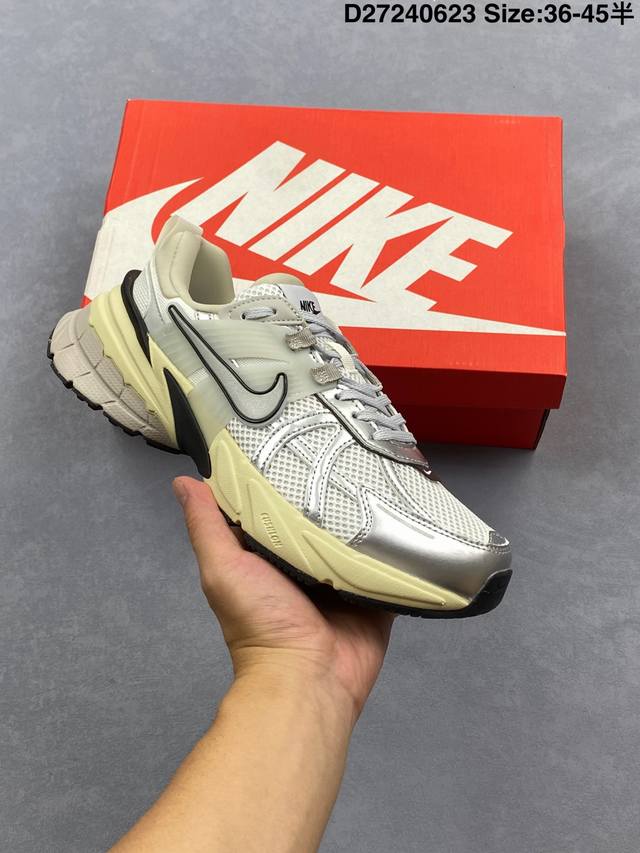 Nike V2K Run running shoes, retro style, mesh breathable sports shoes, gray and