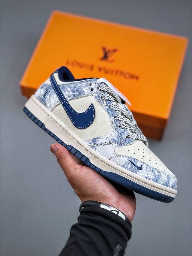 version Nike Air Dunk Low 1 "Lv joint-denim night blue" classic denim blue with