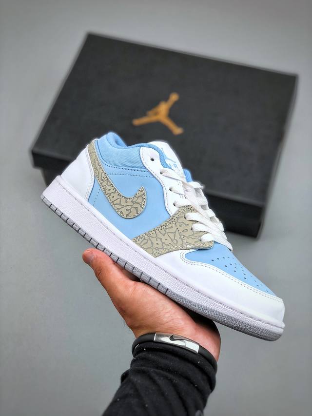 Nike Air Jordan 1 Low ''Blue Gray Crack'' Aj1 Joe 1 low-top casual sneakers sync