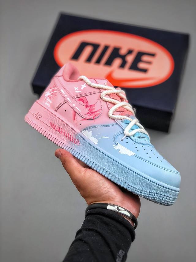 Nike Air Force 1'07 Low Purple Butterfly Hand-painted Graffiti Powder Blue Spide