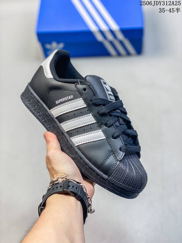 Corporate-level top-layer leather blue bottom soft bottom Adidas Adidas Supersta