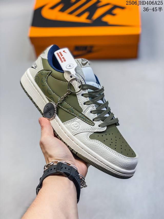 High-end custom Stussy X Jordan 1 Low inverted hook low-top casual version Origi