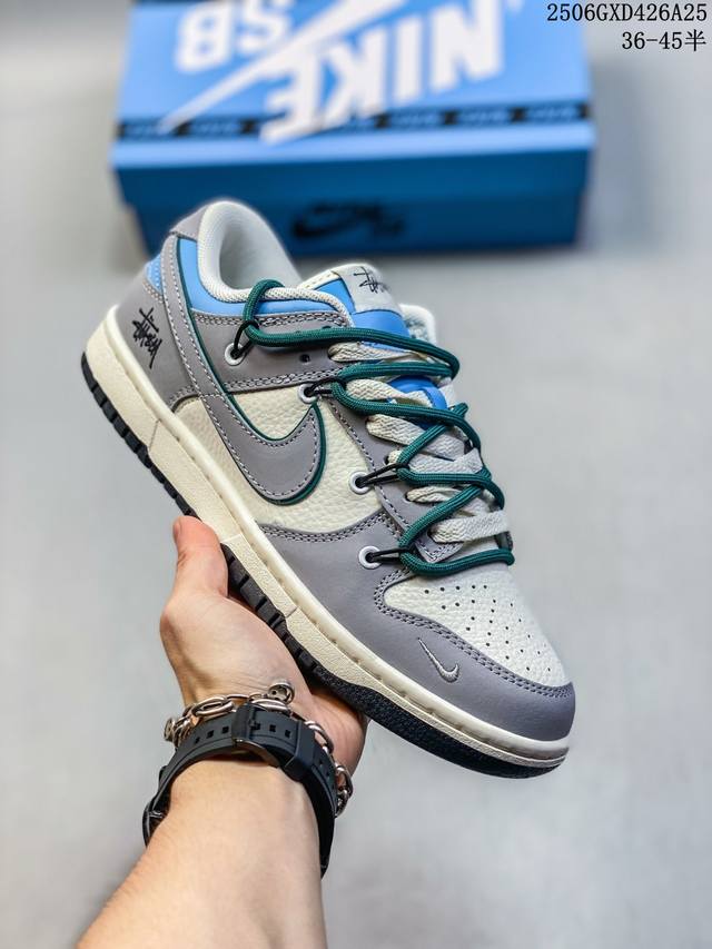 Overseas hit limited sale! High-end custom Nike SB Dunk Low with straps Stussy j