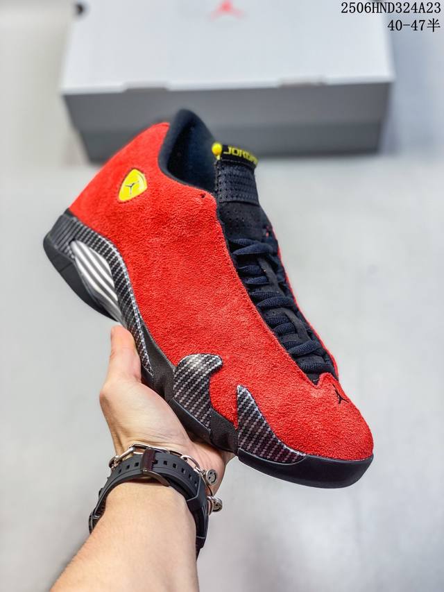 University of North Carolina Air Jordan 14 Aj14 Ferrari Red Suede Basketball Sho