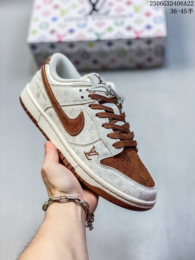 Nike Sb Dunk Low "Lv co-branded coffee denim" anniversary high-end customized lo