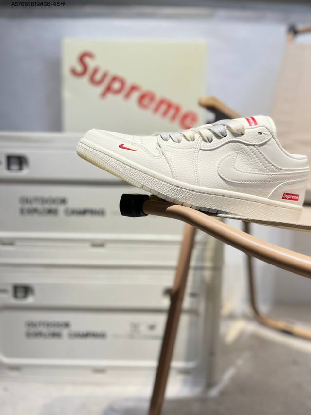 company-level top layer leather Supreme X Jordan Air Jordan 1 Low Aj1 low-top se