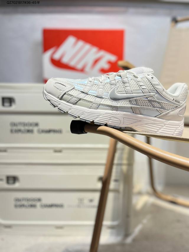 Nike P-6000 Laser Blue Retro Technology Personality Sports Daddy Shoes. The uppe