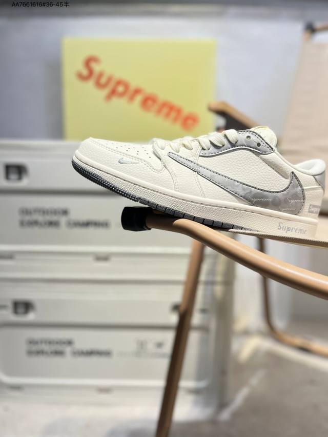 Corporate-grade top-layer leather Supreme X Jordan Air Jordan 1 Low Aj1 low-top