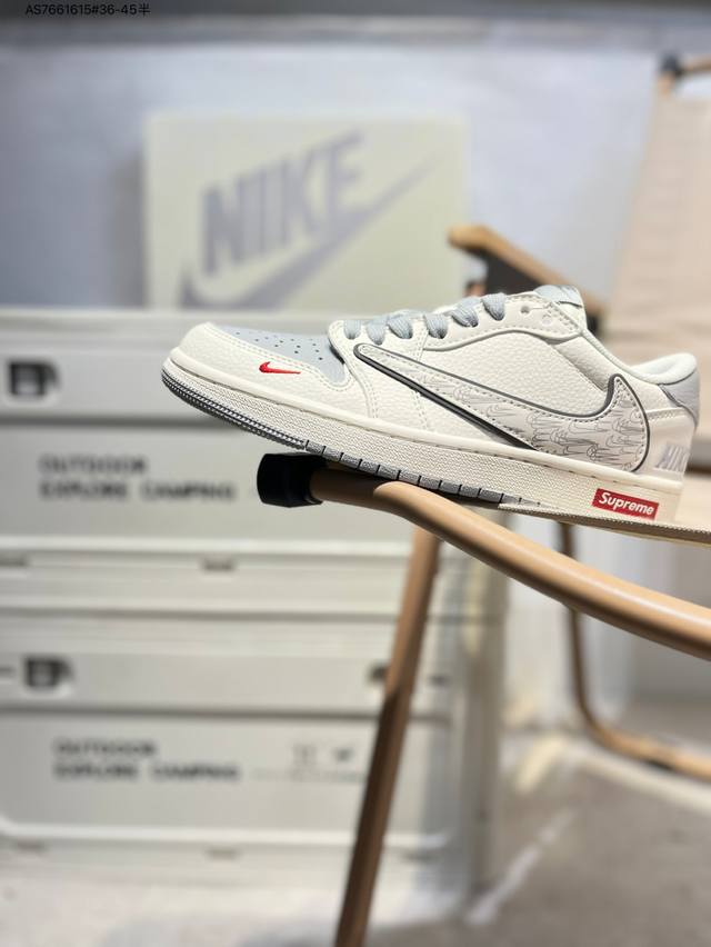 Corporate-grade top-layer leather Supreme X Jordan Air Jordan 1 Low Aj1 low-top