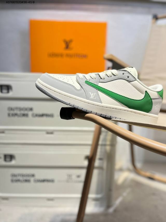 company-level top layer leather Lv X Jordan Air Jordan 1 Low Aj1 low-top series