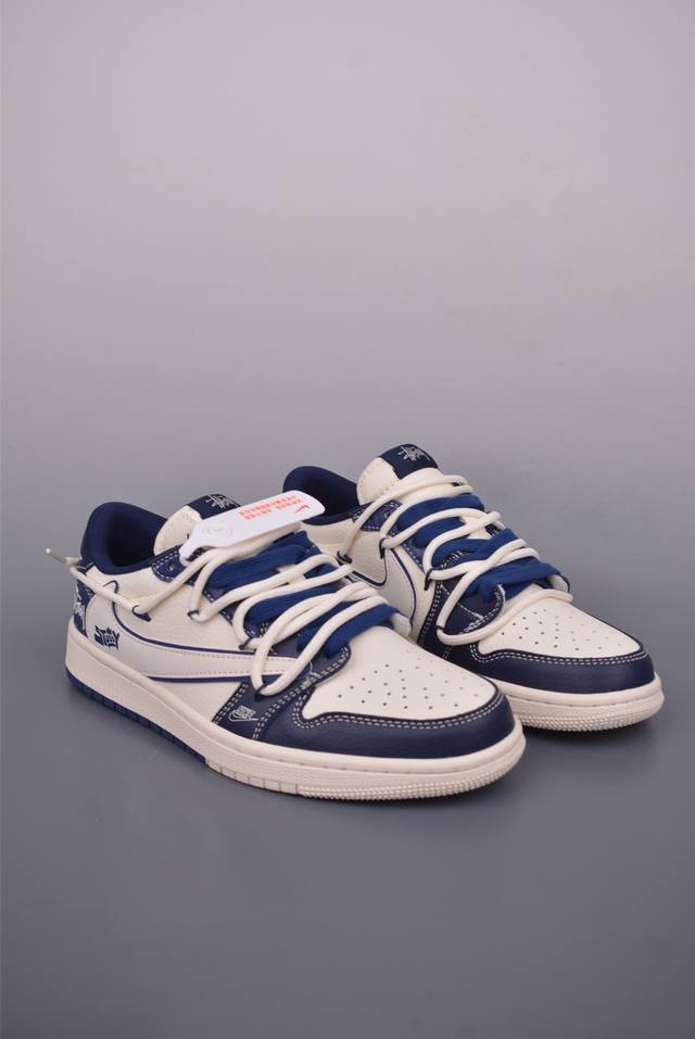 Fragment X Travis Scott X Stussy Lace-up Deconstruction Air Jordan 1 Low Three-p