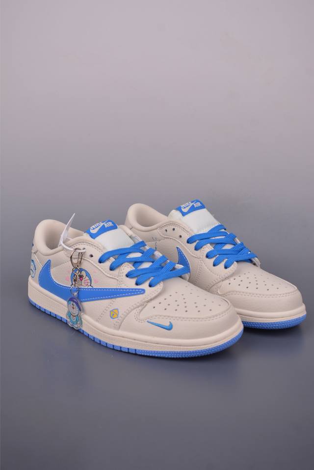 Fragment X Travis Scott X Doraemon Air Jordan 1 Low three-party joint inverted h