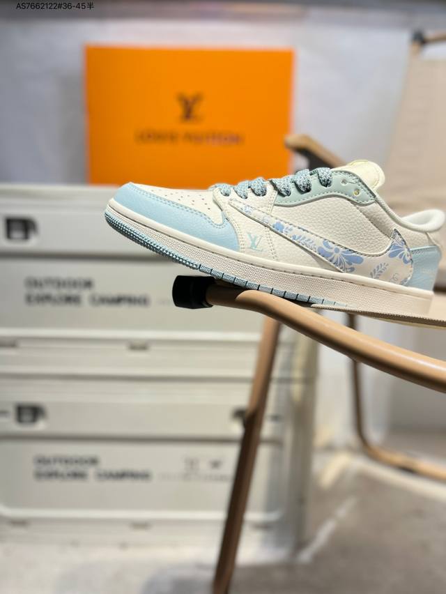 company-level top layer leather Lv X Jordan Air Jordan 1 Low Aj1 low-top series