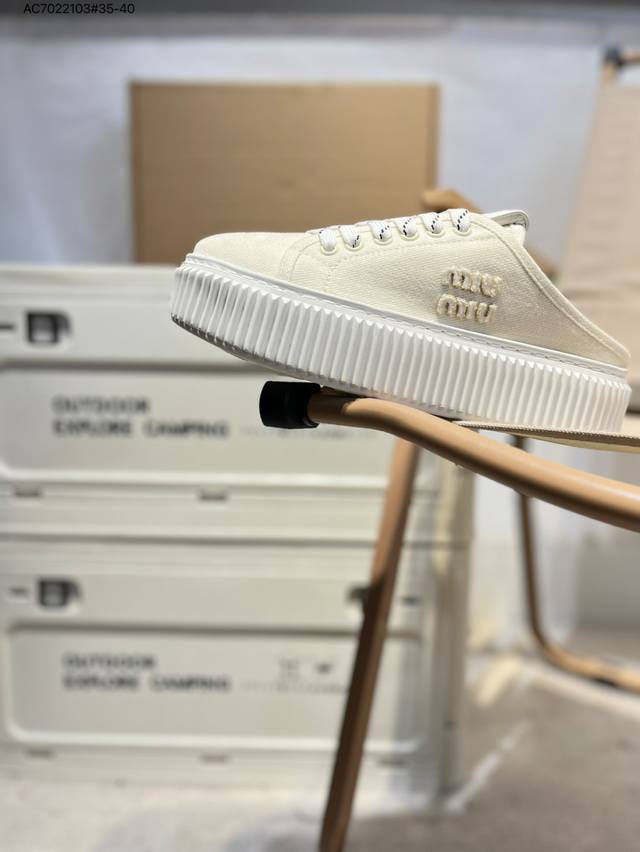 Miu Miu 2025Ss Spring and Summer main latest platform thick-soled casual white c
