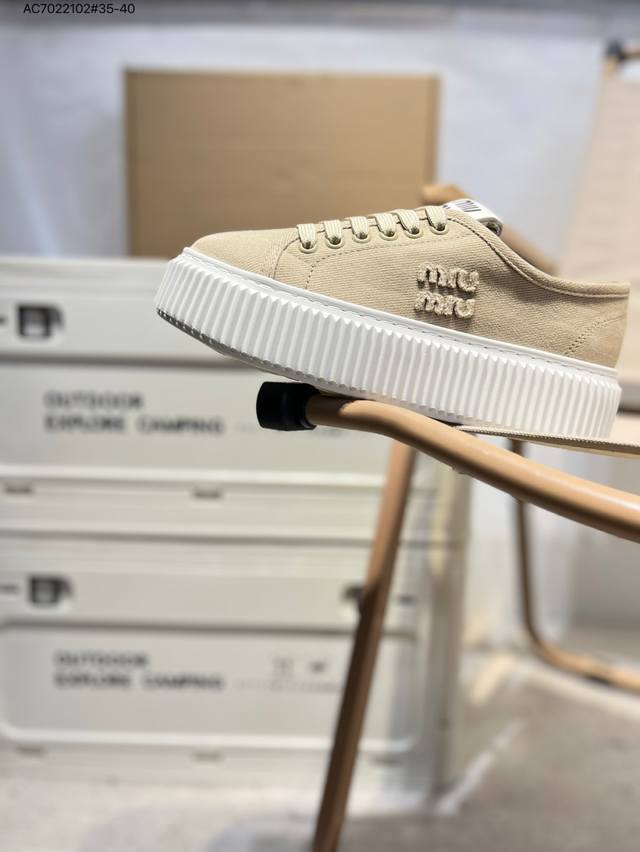 Miu Miu 2025Ss Spring and Summer main newest platform thick-soled casual white c