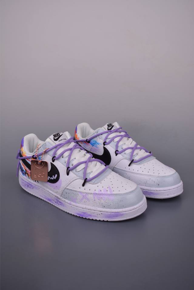 Nike Court Vision Low Hand-painted Graffiti Casual Sports Shoes Pure Original Ve