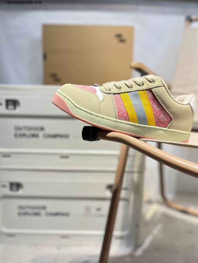 Gucci Distressed Screener Sneaker Gucci classic dirty shoes prototype retro vers