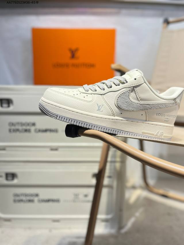 Lv X Nk Air Force 1'07 Low Air Force One Low-top Casual Shoes #Customized leathe