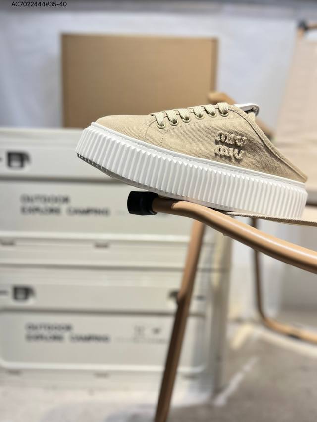 Miu Miu 2025Ss Spring and Summer main newest platform thick sole casual white ca