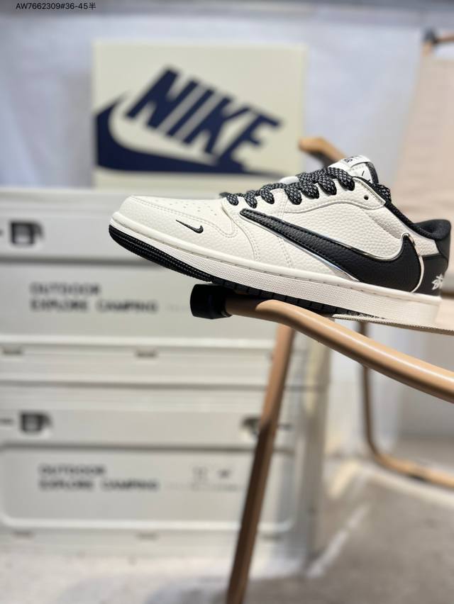 Pure original factory # Stussy x Jordan Air Jordan 1 Low Aj1 low-top series bask