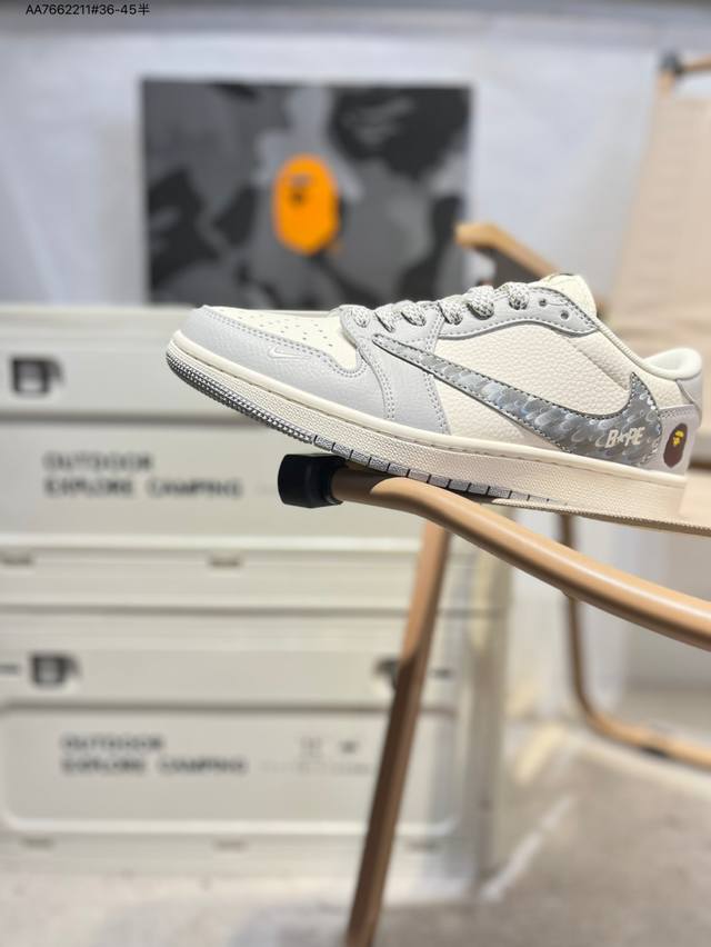 Company-level top layer leather Ape Head X Jordan Air Jordan 1 Low Aj1 low-top s