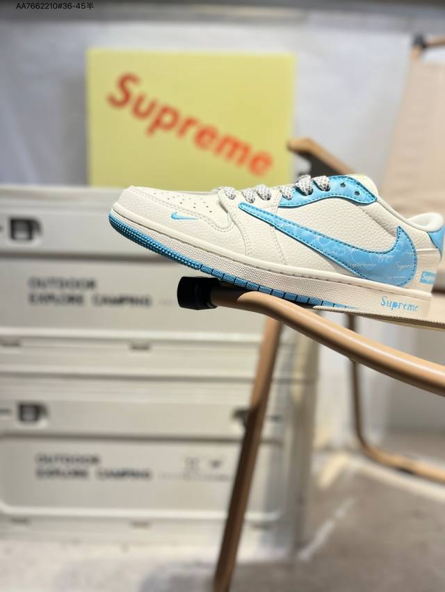 Corporate-grade top-layer leather Supreme X Jordan Air Jordan 1 Low Aj1 low-top