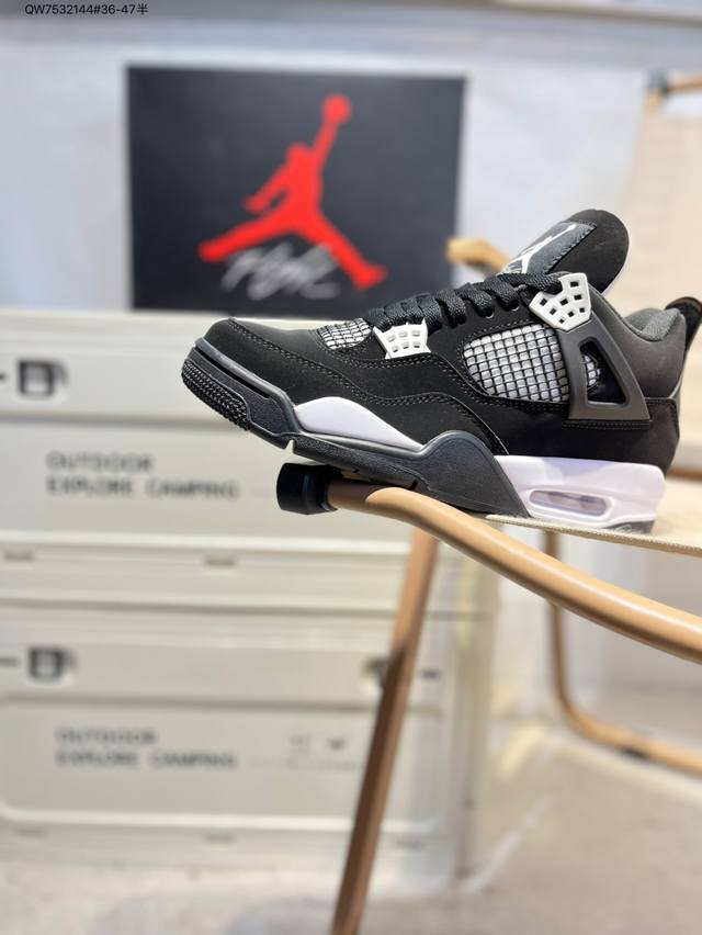 Air Jordan 4 Retro Black Military Blue Michael Jordan Aj4 mid-top retro casual s