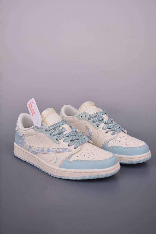 Fragment X Travis Scott X Lv Air Jordan 1 Low three-party joint inverted hook Th
