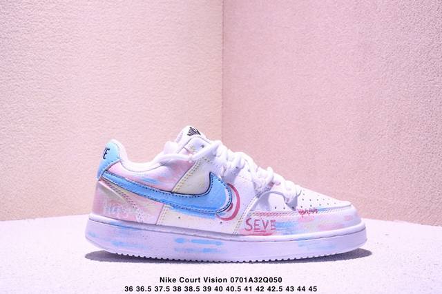 Corporate Nike Court Vision 1 Low "Phantom Cross" Hand-painted Graffiti Customi