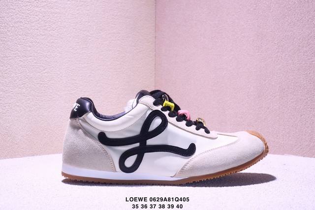 Genuine Loewe Ballet Runner calfskin round toe lace-up low-top casual shoes Siz