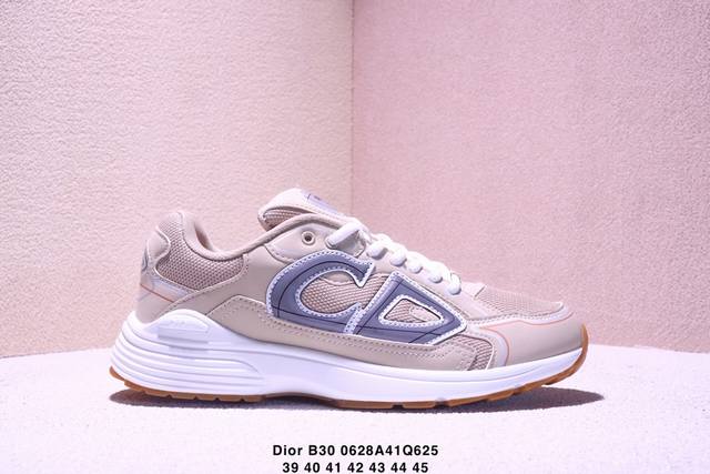 Dior B30 mesh fabric thick-soled lace-up casual low-top sports shoes for men an