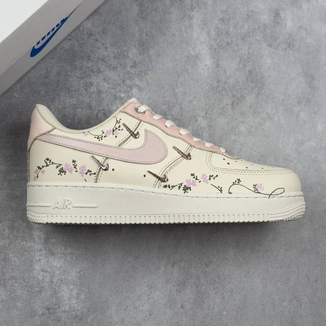 Local core private Nike Air Force 1'07 Low Light Pink Flowers Hand-painted graff