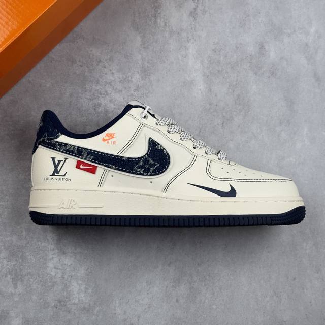 Local core private Nike Air Force 1'07 Low Lv joint black line blue denim Air Fo