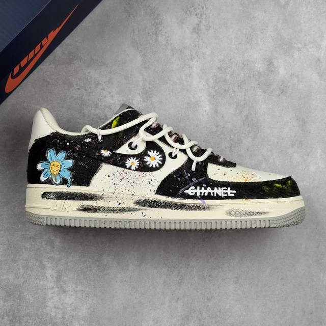 Local Core Private Nike Air Force 1'07 Low Blue Daisy Hand-painted Graffiti Blue