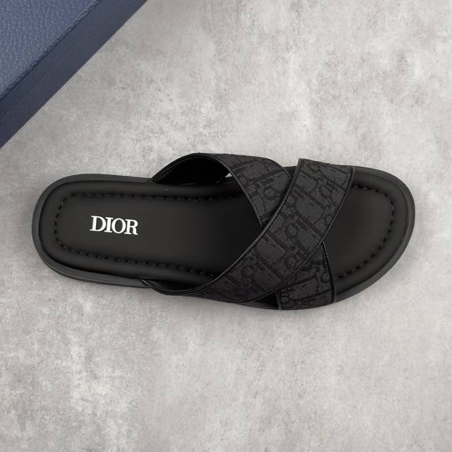 Local core private Foreign trade version Dior Alias calfskin round toe flat flip
