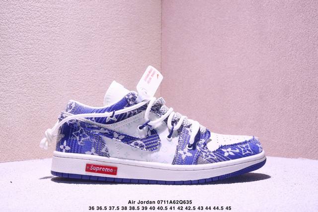 Overseas hit limited sale! Nike Jordan Air Jordan 1 "Lv joint blue floral draws