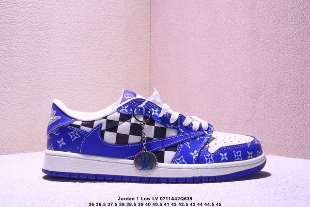High-end custom Travis Scott X Jordan 1 Low Lv joint-Blue Enchantress inverted