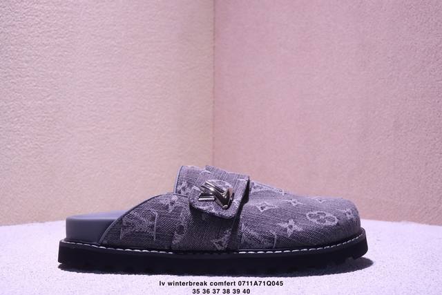 Lv New style half-slipper Winterbreak Comfert flat slippers Lv Letters and Monog