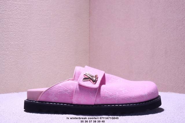 Lv New style half-slipper Winterbreak Comfert flat slippers Lv Letters and Monog