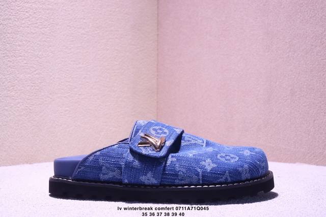 Lv New style half-slipper Winterbreak Comfert flat slippers Lv Letters and Monog