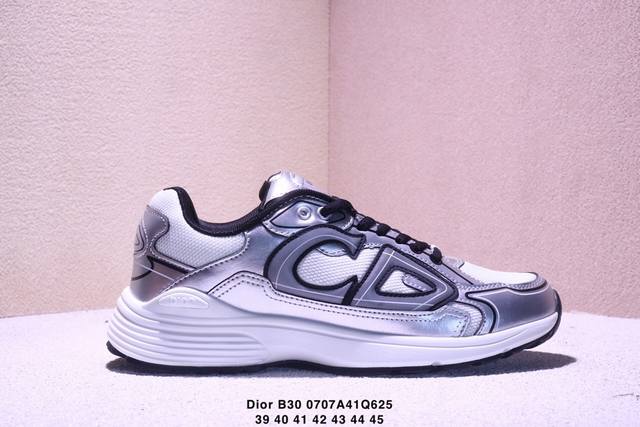 Dior B30 mesh fabric thick-soled lace-up casual low-top sports shoes for men an