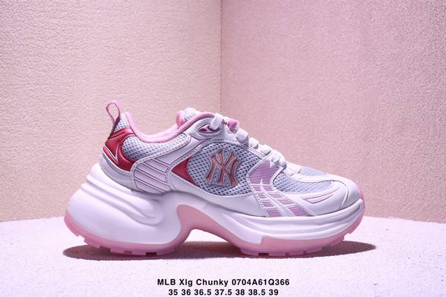 Mlb Xlg Chunky low-top casual shoes with thick soles Ny printed fabric material