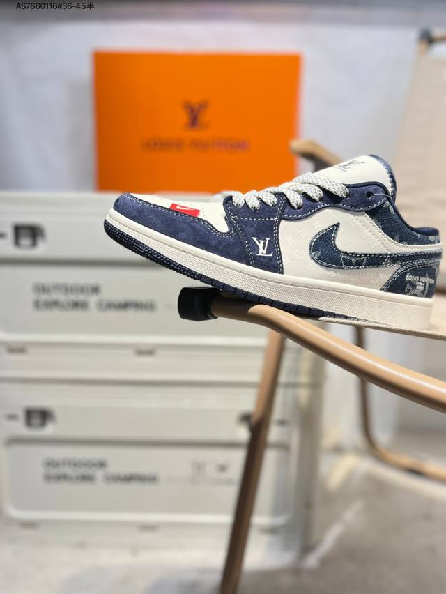 Company-level top layer leather Lv X Jordan Air Jordan 1 Low Aj1 low-top series