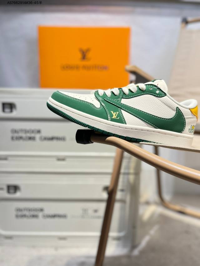 Company-level top layer leather Lv X Jordan Air Jordan 1 Low Aj1 low-top series